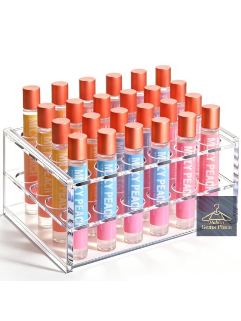 Acrylic Rollerball Perfume Organizer 24 Holes Mini Fragrance Holder Display Rack